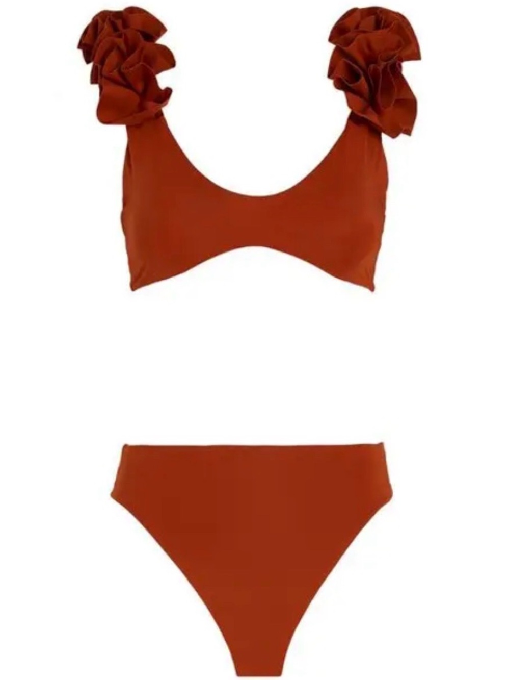Maygel Coronel Juanita Brown Ruffle Strap Bikini Set one size